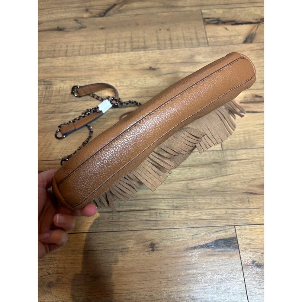 Aimee Kestenberg Kaiden Large Crossbody Walnut Brown Leather Fringe Bag AK448112